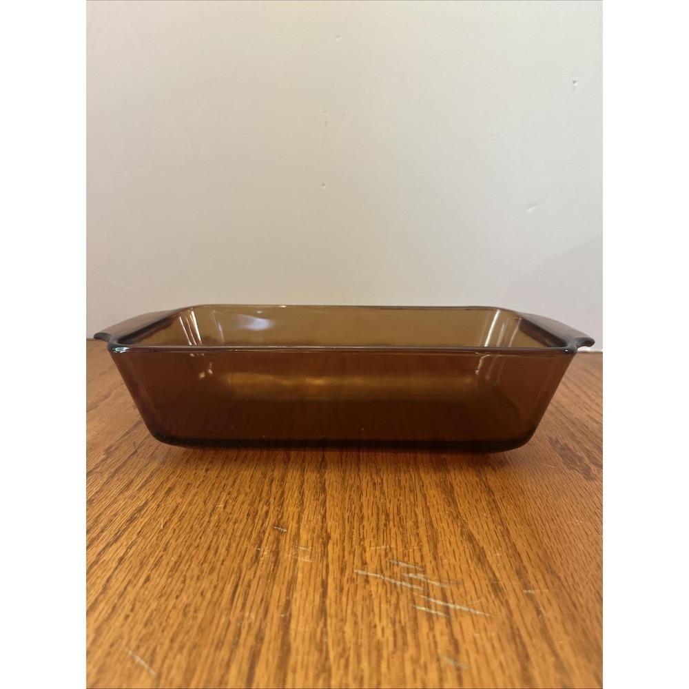 Anchor Hocking Fire King Amber Glass Baking Pan Dish 1 QT Loaf Pan Vintage